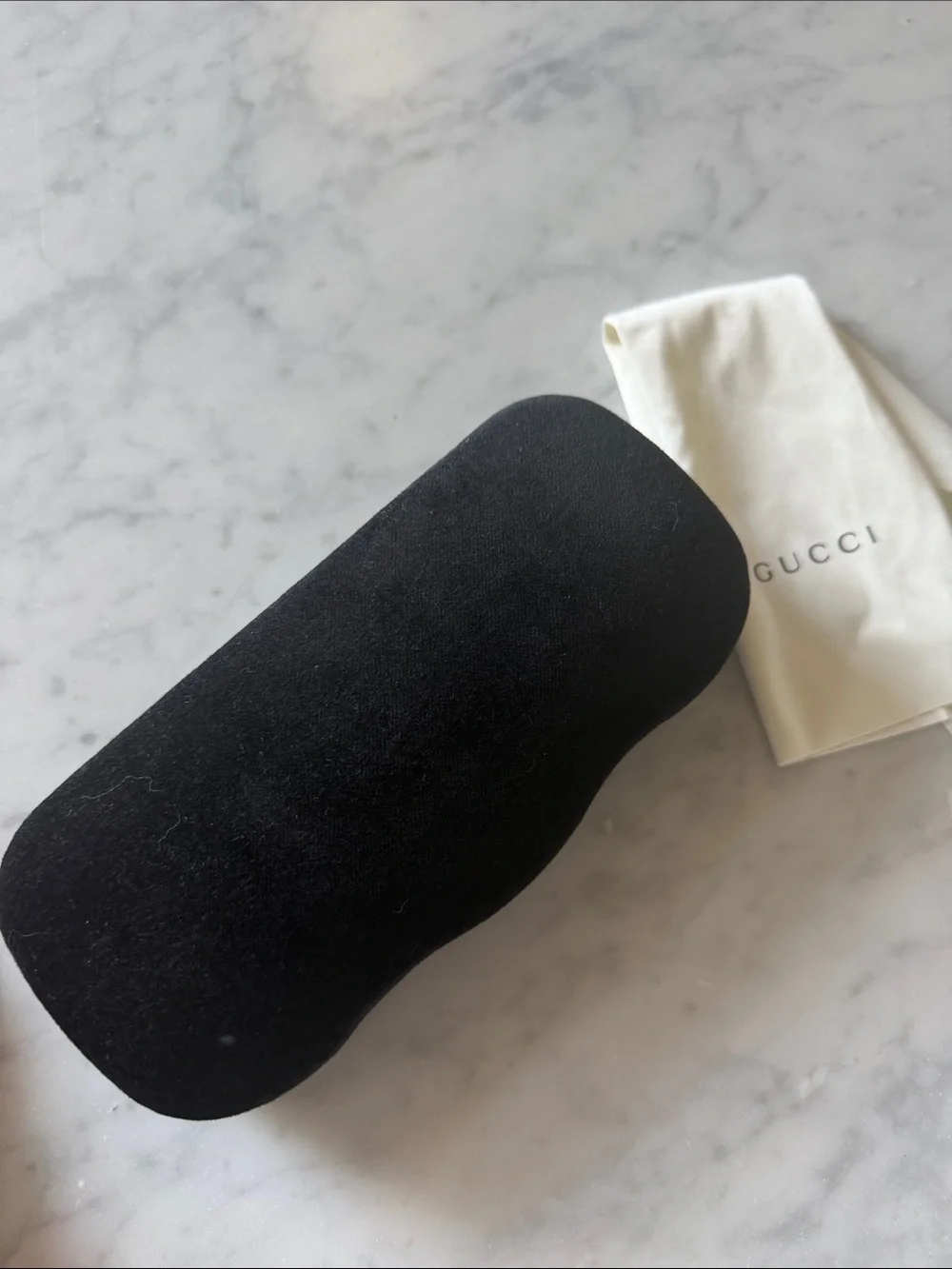 Gucci Black Eyewear Case with Cream Branded Cloth